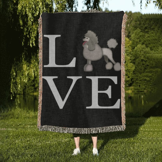 Love Dogs Poodle Dog _emoji icon smiley emoticon Woven Blankets