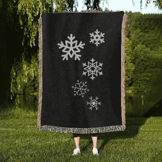 Snowflake Snowman Christmas Holiday Snowflakes Woven Blankets