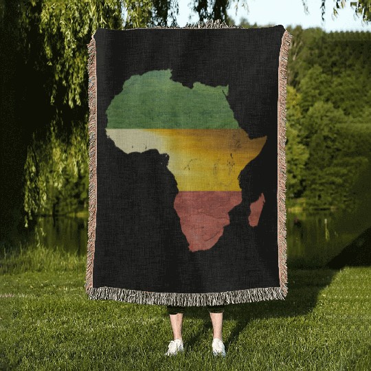 Africa - red, gold and green Woven Blankets