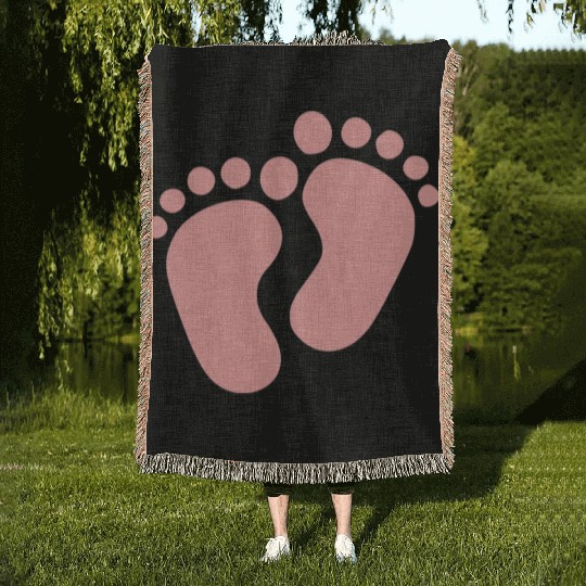 Baby Feet Pastel Pink Pregnancy Maternity Woven Blankets