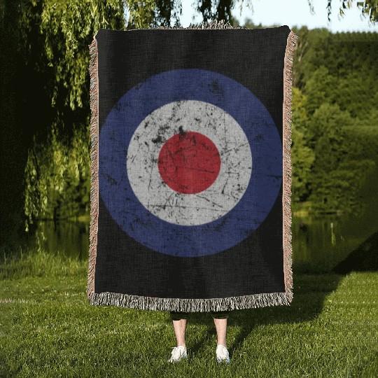 Distressed Target Bullseye British RAF Roundel Woven Blankets