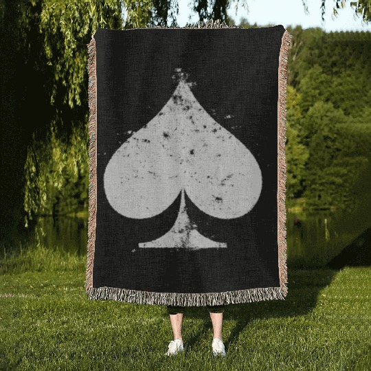 White Used Ace of Spade Woven Blankets