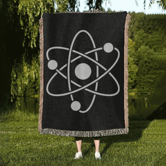 Atom Symbol Icon Woven Blankets