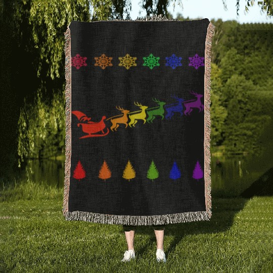 Ho ho homo LGBT Merry Christmas Gay Pride Woven Blankets