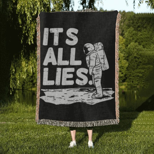Moon Landing Conspiracy Theory Illuminati Gift Woven Blankets