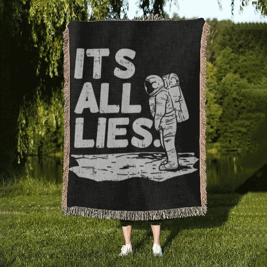 Moon Landing Conspiracy Theory Illuminati Gift Woven Blankets