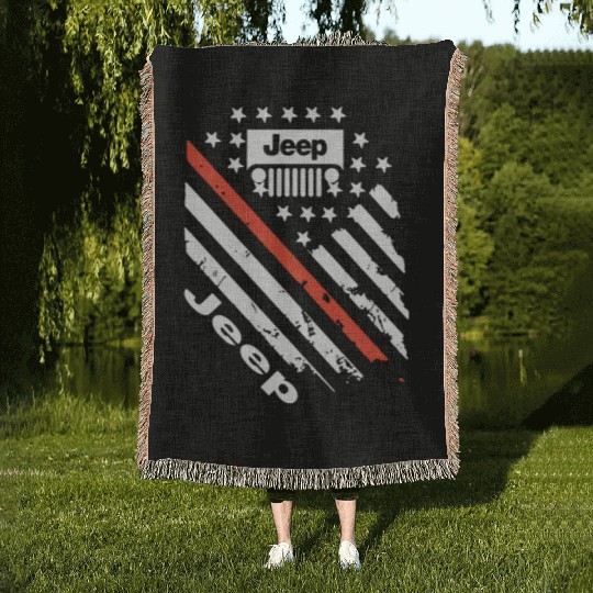 jeep car logo slogan country jeep Woven Blankets