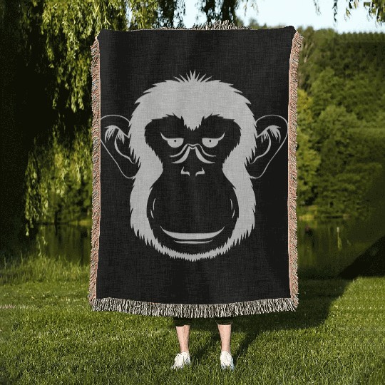 Bored Monkey Face Woven Blankets