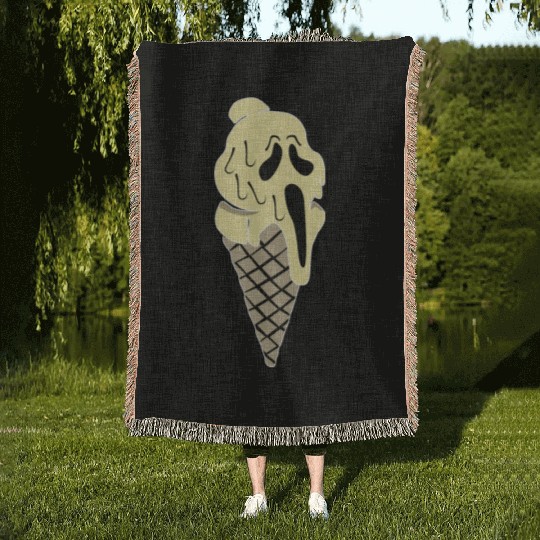 I Scream Ice Funny Woven Blankets