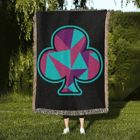 Playing card clover gift game player poker neon Woven Blankets