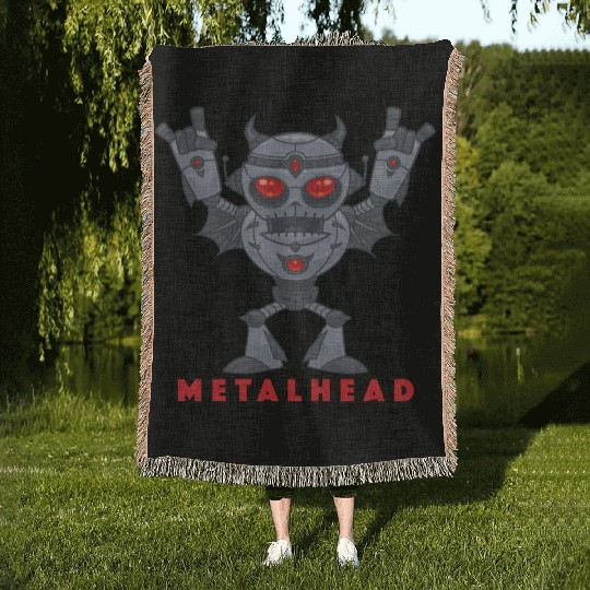 Heavy Metal Robot Woven Blankets
