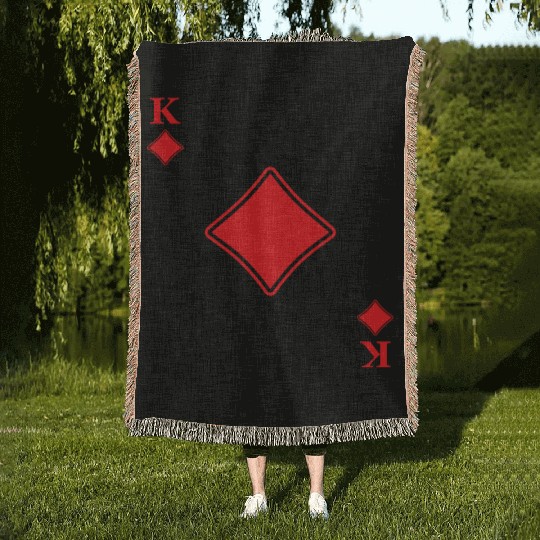 King Of Diamonds Playing Cards Poker Casino Gift Woven Blankets