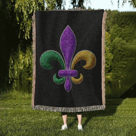 Mardi Gras New Orleans SaintsFleur De Lis Bling Woven Blankets