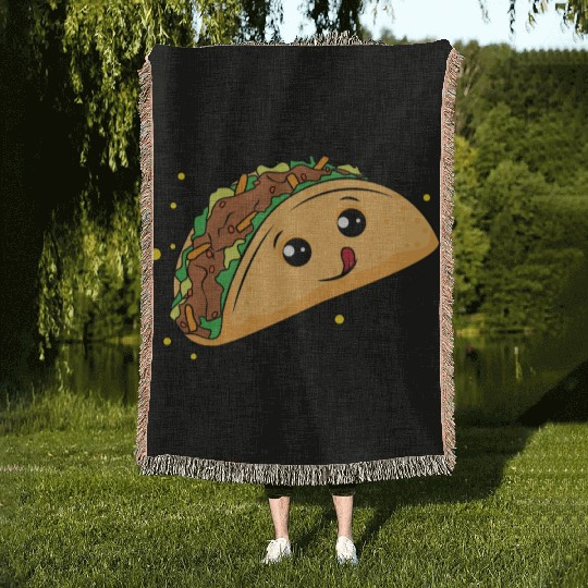 Delicious Taco Cartoon Woven Blankets