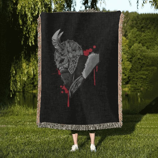 Viking Warrior | Raven Odin Valhalla Valknut Loki Woven Blankets