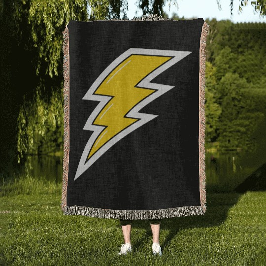 Yellow Lightning, lightning bolt Woven Blankets