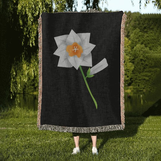 Flower Spring Daffodil Narcissus White - Gift Idea Woven Blankets
