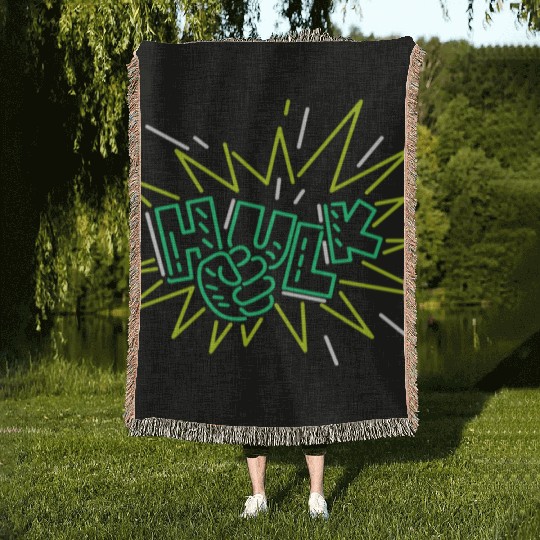 Neon Hulk Woven Blankets By Marvel Design By Humans----PD