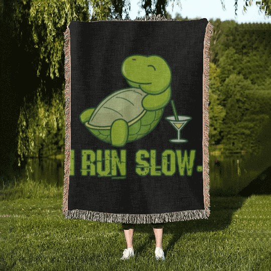 I'm slowly running turtle gift Woven Blankets