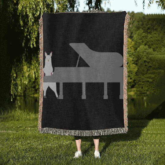 Cute Alpaca Llama Playing Piano Musician Gift Woven Blankets