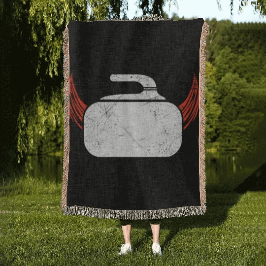 Curling Devil Ice Sports Sweeper Ice Rink Gift Woven Blankets