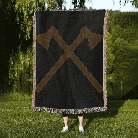 Crossed Axe - Firefighter Axe - Vector Woven Blankets