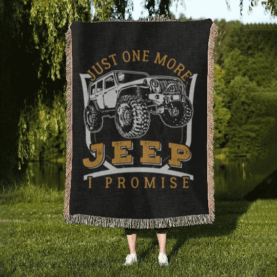 Just on more jeep car racing promise Woven Blankets