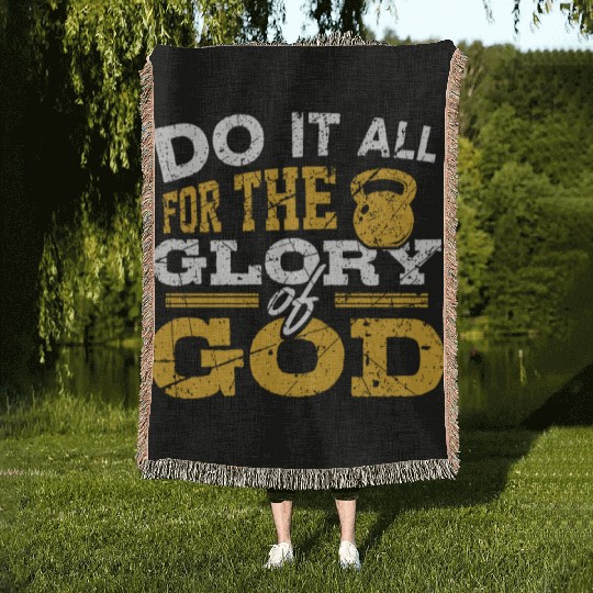 Gym and Jesus Workout Christian God Fitness Gift Woven Blankets