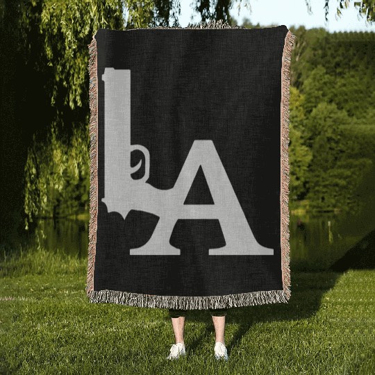 LA Dodgers Gun Los Angeles Hollywood California Woven Blankets