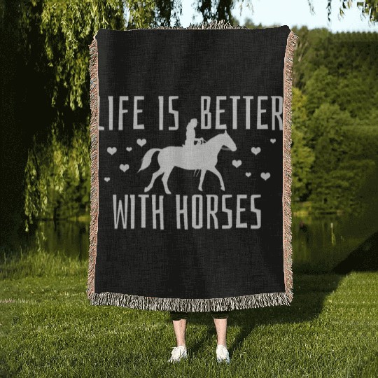 Horseback Horse Equestrian Woven Blankets