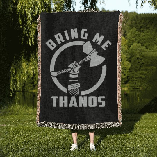 bring me Thanos stormbreaker black and white Woven Blankets