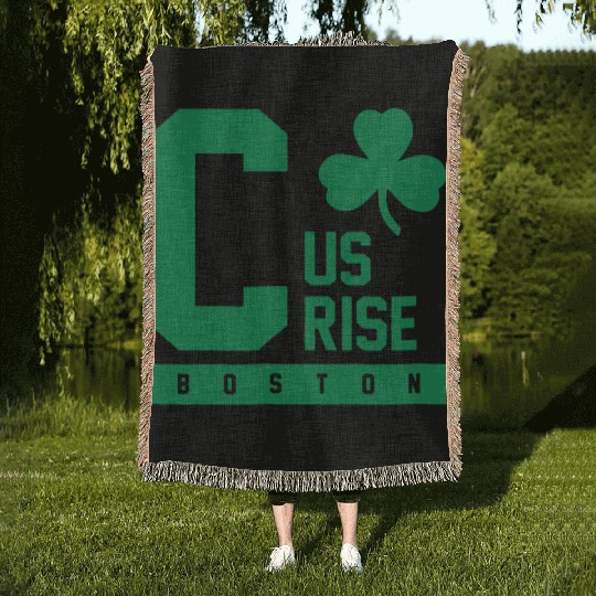 C Us Rise Boston Clover Basketball Fan Woven Blankets