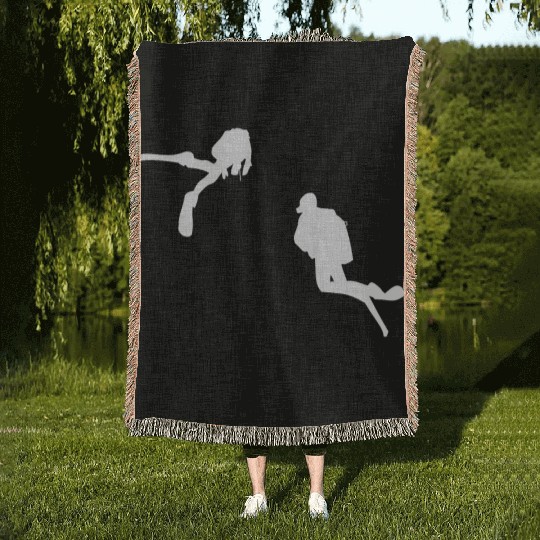 Diver Diving Snorkeling Swimming Goggles Sea Life Woven Blankets