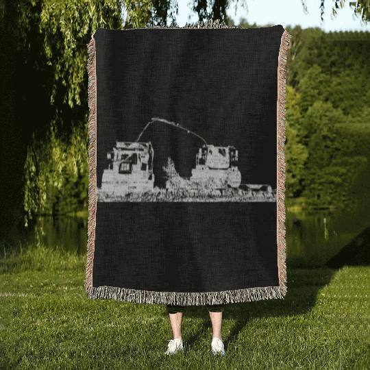 Corn chopper chopping corn maize farmer Woven Blankets