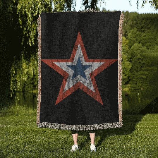 4th july Stars and Stripes Star vintage Woven Blankets