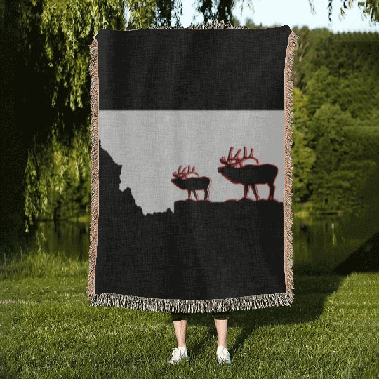 image of Montana state with outline of Elk inside Woven Blankets