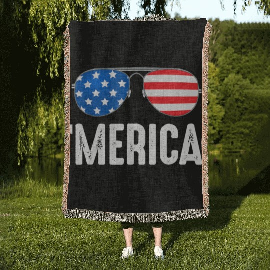 4th of July Merica Woven Blankets USA American Pride