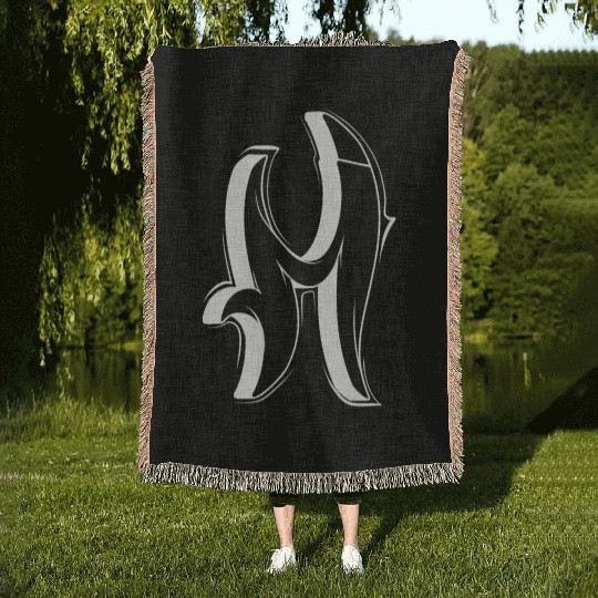M Graffiti letters initial alphabet gift Woven Blankets