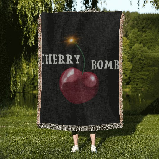 Cherry bomb big Woven Blankets