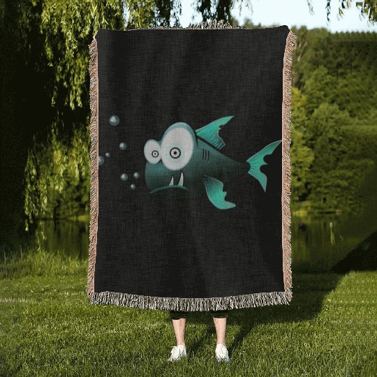 Cute Killer Fish Woven Blankets