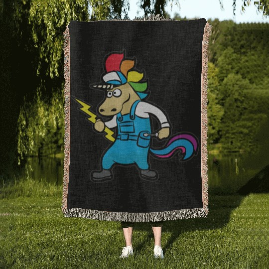 UNICORN ELECTRICIAN Electricity Lineman Wire Woven Blankets
