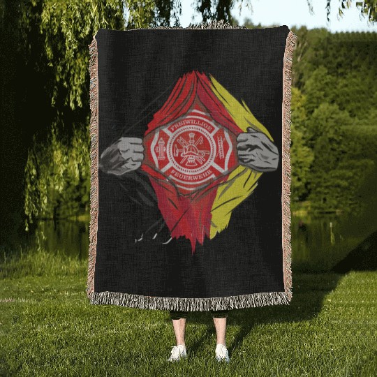 German Volunteer Fire Brigade Firefighter Woven Blankets