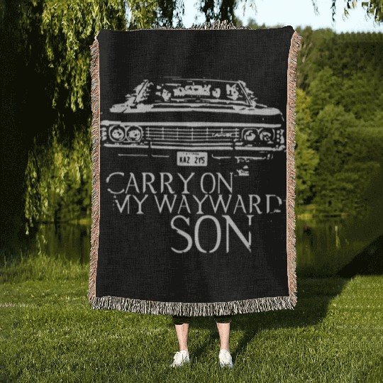 Carry on my wayward son Supernatural Woven Blankets