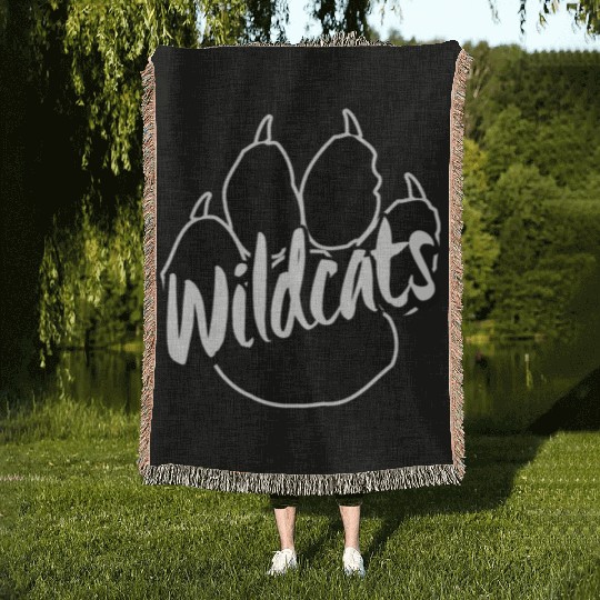 Wildcats Paw Print Back To School Spirit Mascot Woven Blankets
