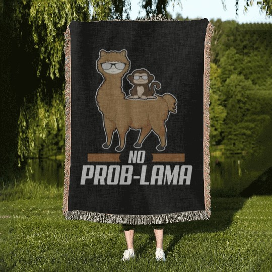 No Prob Lama Llama Alpaka Monkey Gift Sunglasses Woven Blankets