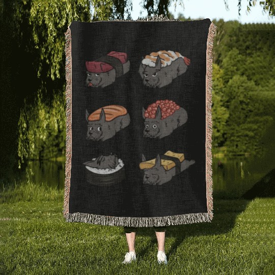 Scottish Terrier Sushi Nigiri Woven Blankets