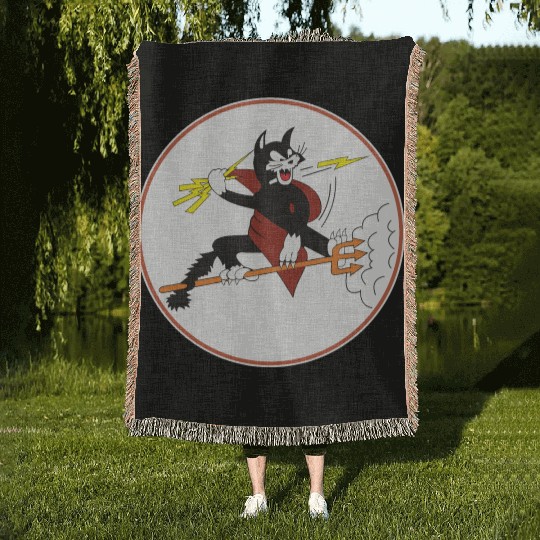 Fighter Squadron 191 (VF-191) Satan's Kittens Woven Blankets