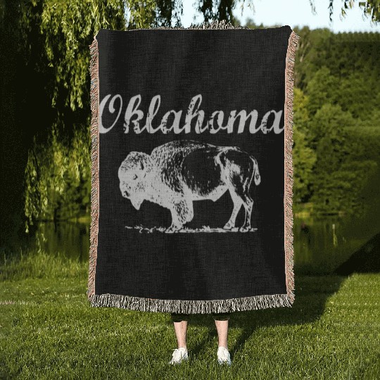 Oklahoma Buffalo Tribal Native American Country Ok Woven Blankets