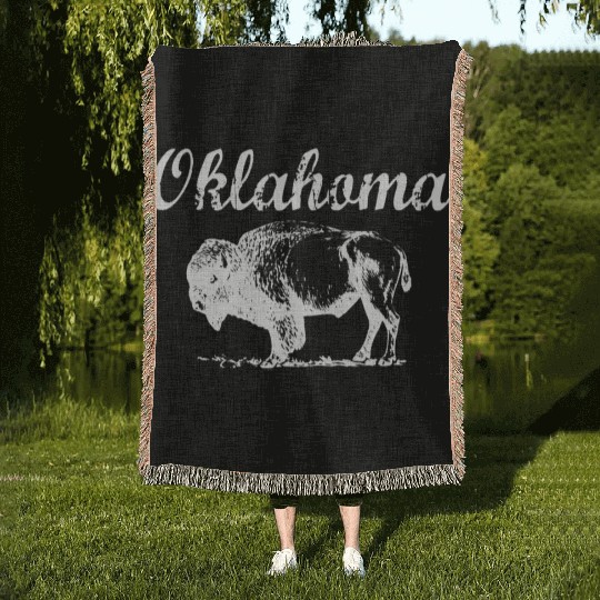 Oklahoma Buffalo Tribal Native American Country Ok Woven Blankets