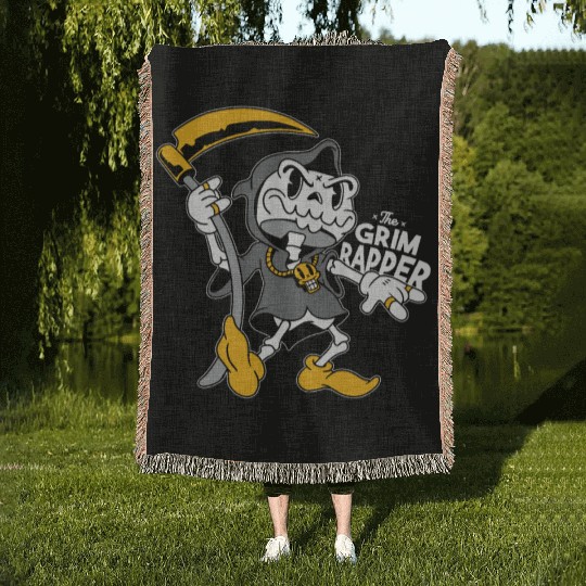 The grim reaper Woven Blankets funny the grim rapper